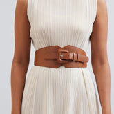 self textured buckle belt color with tan-toned accents